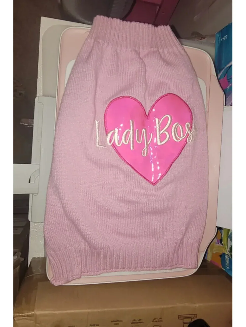 VIBRANT LIFE LADY BOSS PINK DOG PET SWEATER MEDIUM